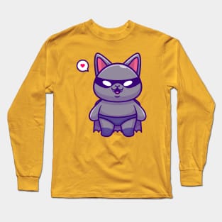 Cute Bat Super Hero Cartoon Long Sleeve T-Shirt